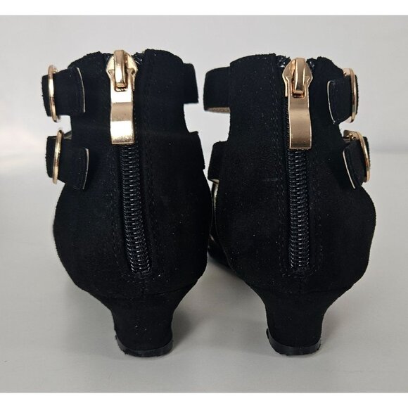 Girls Sz 13 Little Kid Black High Heel Sandals Cross Strap Wedding Party Church - Picture 7 of 14